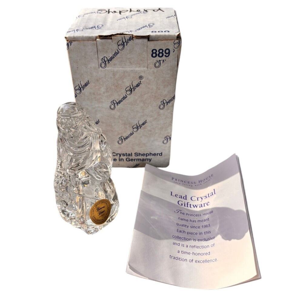 New 1995 Princess House Nativity Germany Lead Crystal Shepherd Boy Figure Vtg